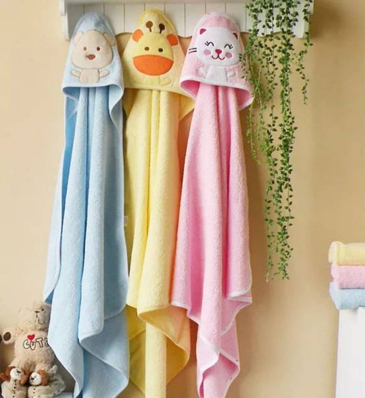 Embroidered Single Hooded Baby Blanket (3pc)