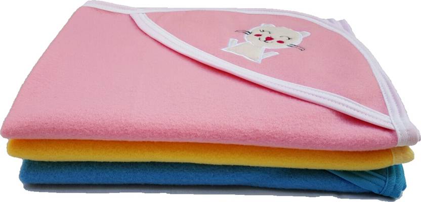 Embroidered Single Hooded Baby Blanket (3pc)